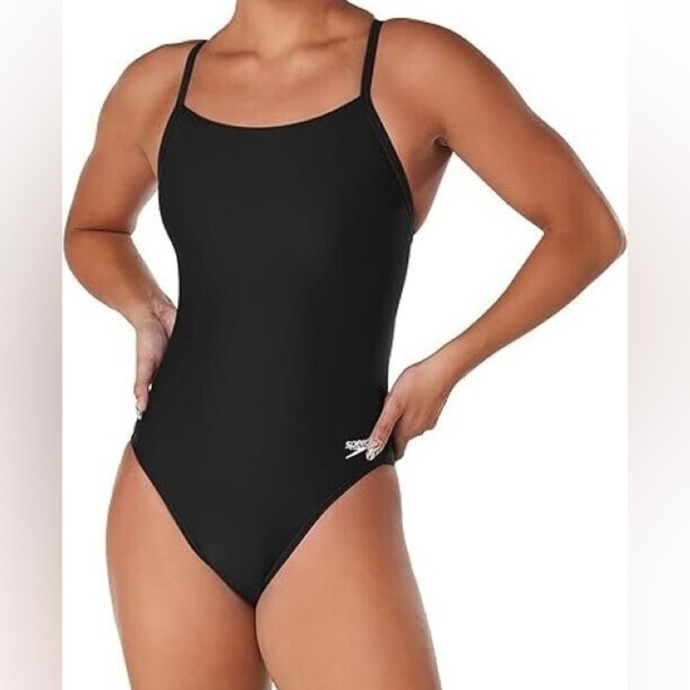 Speedo Womens Swimsuit One Piece Flyback Solid Black